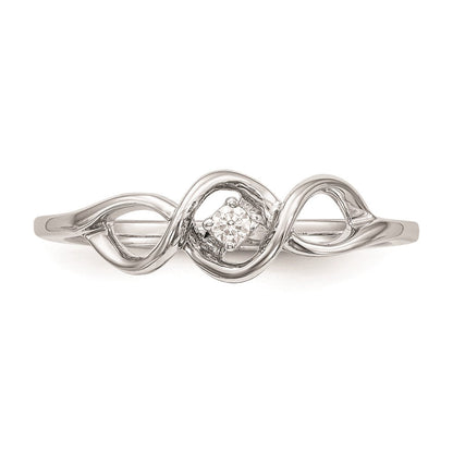 585 Weißgold Verlobungsring mit natürlichem Diamant 0,04 ct, rund, rhodiniert, poliert