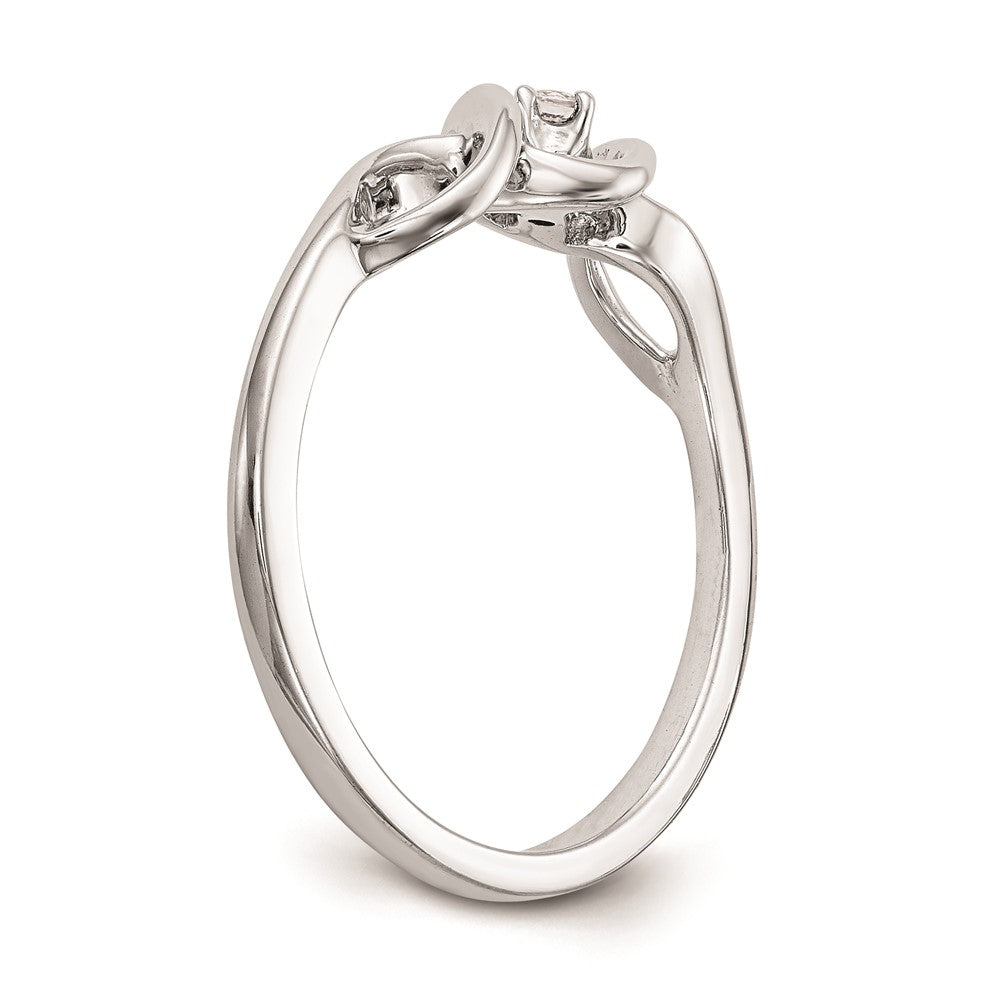 585 Weißgold Verlobungsring mit natürlichem Diamant 0,04 ct, rund, rhodiniert, poliert