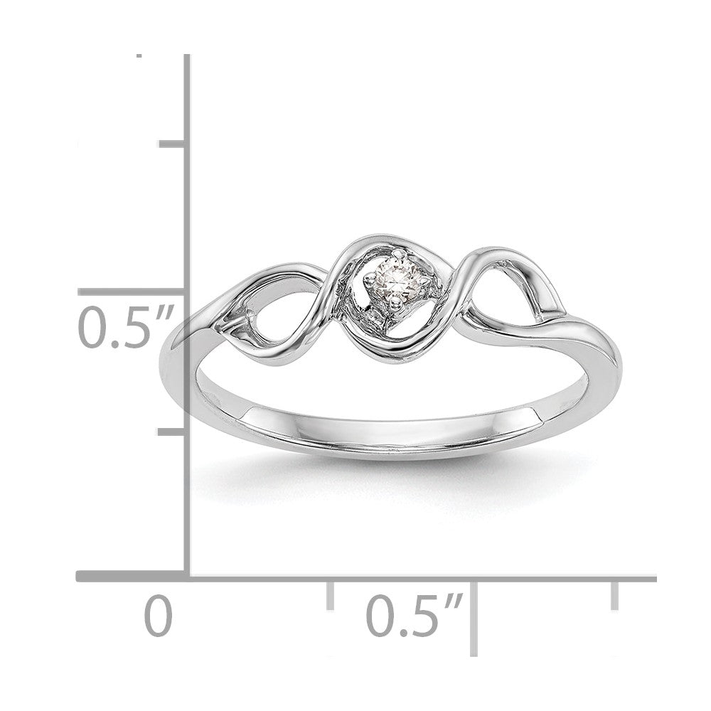 585 Weißgold Verlobungsring mit natürlichem Diamant 0,04 ct, rund, rhodiniert, poliert