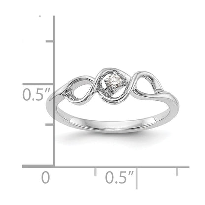 585 Weißgold Verlobungsring mit natürlichem Diamant 0,04 ct, rund, rhodiniert, poliert