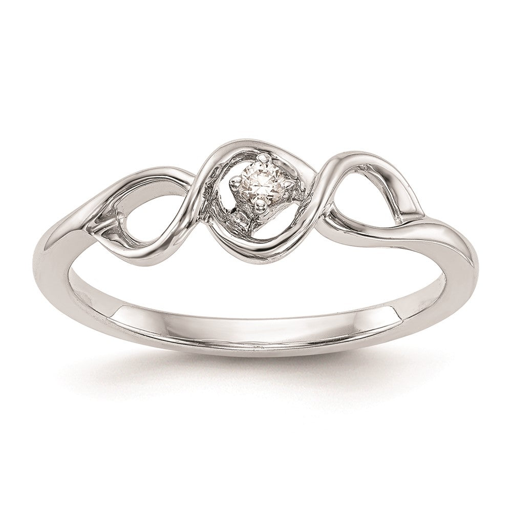 585 Weißgold Verlobungsring mit natürlichem Diamant 0,04 ct, rund, rhodiniert, poliert