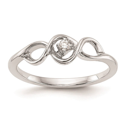 585 Weißgold Verlobungsring mit natürlichem Diamant 0,04 ct, rund, rhodiniert, poliert