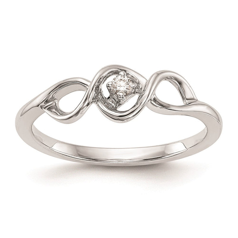 585 Weißgold Verlobungsring mit natürlichem Diamant 0,04 ct, rund, rhodiniert, poliert