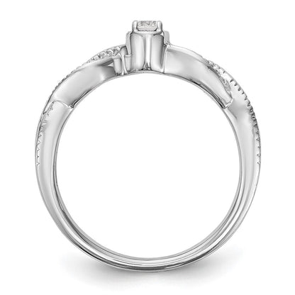 14K Weißgold First Versprechen Kreuz 1/10 Karat Rund Diamant Komplett Versprechen/ Verlobungsring