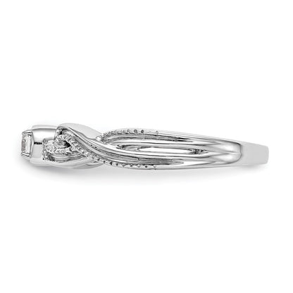 14K Weißgold First Versprechen Kreuz 1/10 Karat Rund Diamant Komplett Versprechen/ Verlobungsring