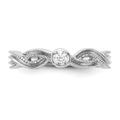 14K Weißgold First Versprechen Kreuz 1/10 Karat Rund Diamant Komplett Versprechen/ Verlobungsring