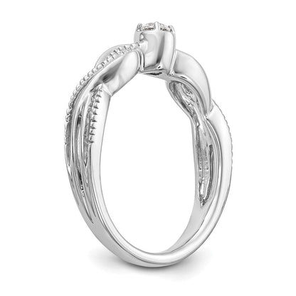 14K Weißgold First Versprechen Kreuz 1/10 Karat Rund Diamant Komplett Versprechen/ Verlobungsring