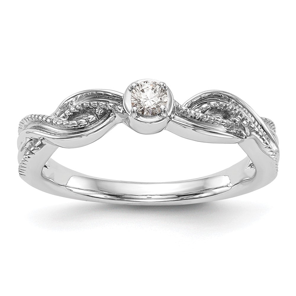 14K Weißgold First Versprechen Kreuz 1/10 Karat Rund Diamant Komplett Versprechen/ Verlobungsring