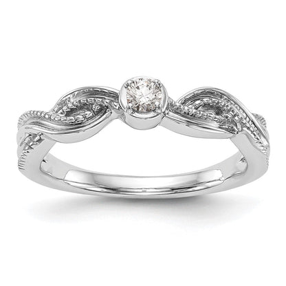 14K Weißgold First Versprechen Kreuz 1/10 Karat Rund Diamant Komplett Versprechen/ Verlobungsring