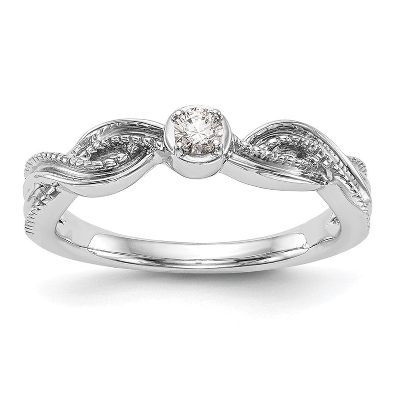 14K Weißgold First Versprechen Kreuz 1/10 Karat Rund Diamant Komplett Versprechen/ Verlobungsring