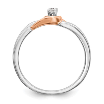 14K Bicolor First Versprechen Weiß und Roségold 1/20 Karat Rund Diamant Komplett Versprechen/ Verlobungsring