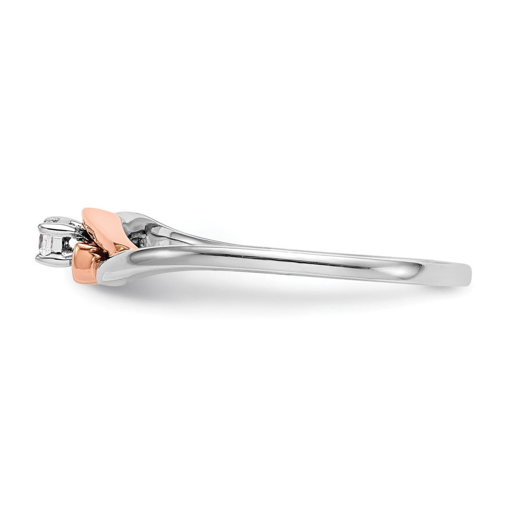 14K Bicolor First Versprechen Weiß und Roségold 1/20 Karat Rund Diamant Komplett Versprechen/ Verlobungsring