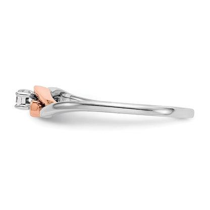 14K Bicolor First Versprechen Weiß und Roségold 1/20 Karat Rund Diamant Komplett Versprechen/ Verlobungsring