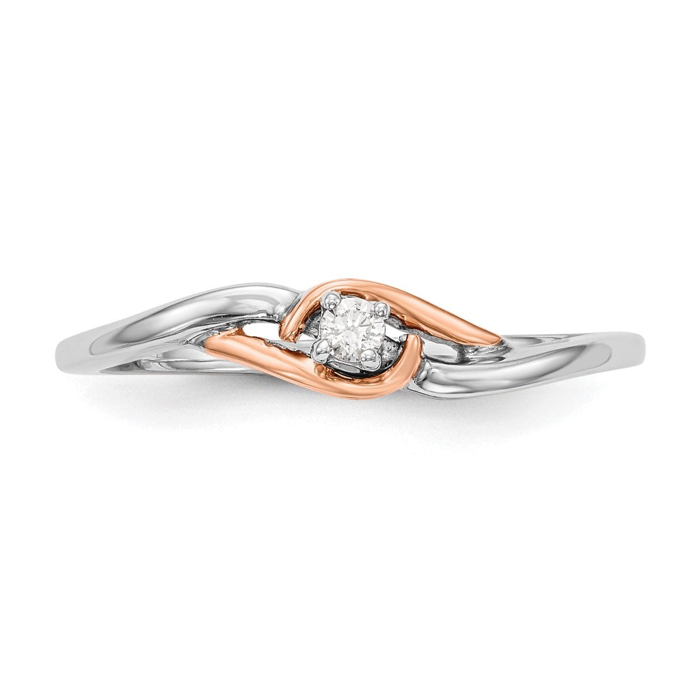 14K Bicolor First Versprechen Weiß und Roségold 1/20 Karat Rund Diamant Komplett Versprechen/ Verlobungsring