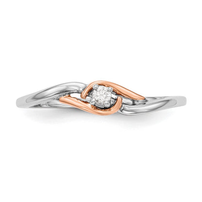 14K Bicolor First Versprechen Weiß und Roségold 1/20 Karat Rund Diamant Komplett Versprechen/ Verlobungsring
