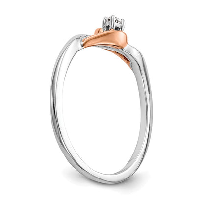 14K Bicolor First Versprechen Weiß und Roségold 1/20 Karat Rund Diamant Komplett Versprechen/ Verlobungsring