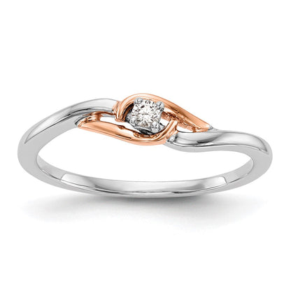 14K Bicolor First Versprechen Weiß und Roségold 1/20 Karat Rund Diamant Komplett Versprechen/ Verlobungsring