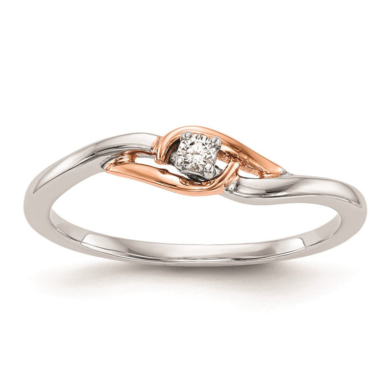 14K Weißgold & Roségold Verlobungsring mit natürlichen Diamanten