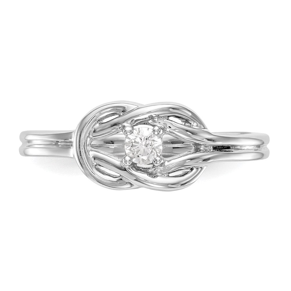 14K Weißgold First Versprechen Liebe Knoten 1/8 Karat Rund Diamant Komplett Versprechen/ Verlobungsring