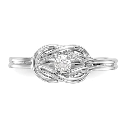 14K Weißgold First Versprechen Liebe Knoten 1/8 Karat Rund Diamant Komplett Versprechen/ Verlobungsring