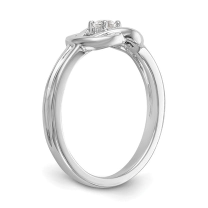 14K Weißgold First Versprechen Liebe Knoten 1/8 Karat Rund Diamant Komplett Versprechen/ Verlobungsring