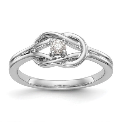 14K Weißgold First Versprechen Liebe Knoten 1/8 Karat Rund Diamant Komplett Versprechen/ Verlobungsring