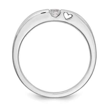 14K Weißgold First Versprechen Herz Shank 1/10 Karat Rund Diamant Komplett Versprechen/ Verlobungsring