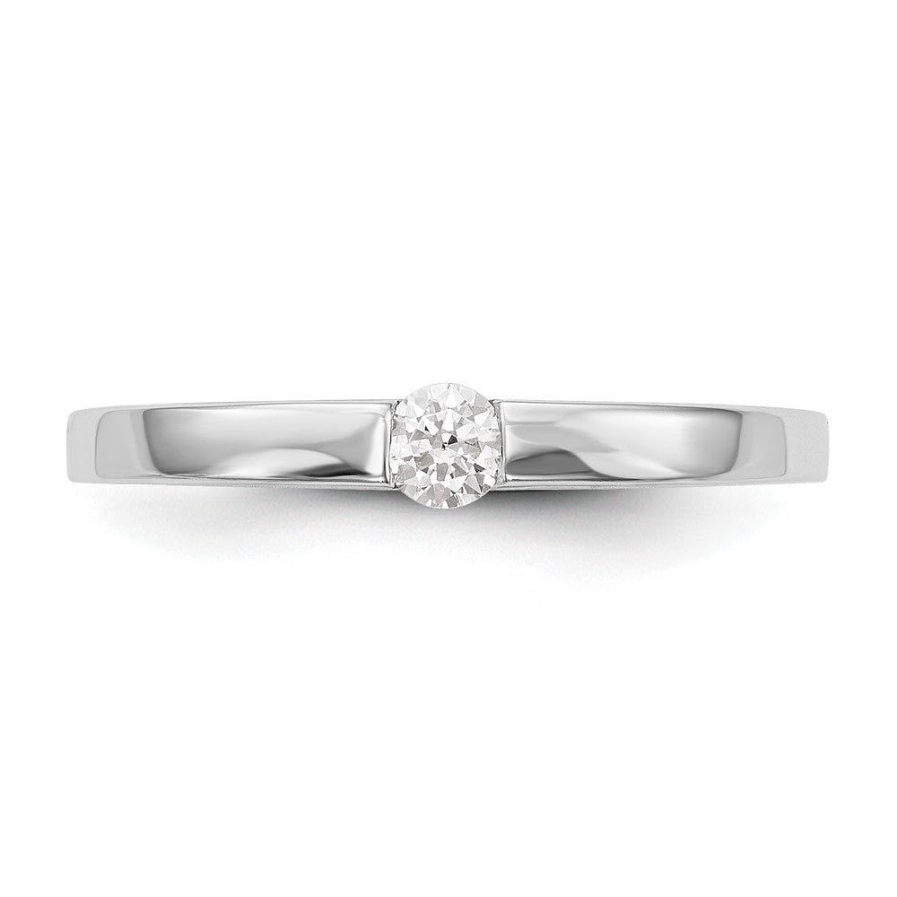 14K Weißgold First Versprechen Herz Shank 1/10 Karat Rund Diamant Komplett Versprechen/ Verlobungsring