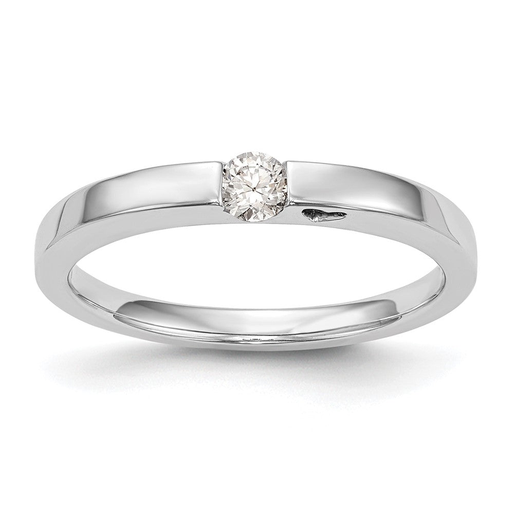 14K Weißgold First Versprechen Herz Shank 1/10 Karat Rund Diamant Komplett Versprechen/ Verlobungsring