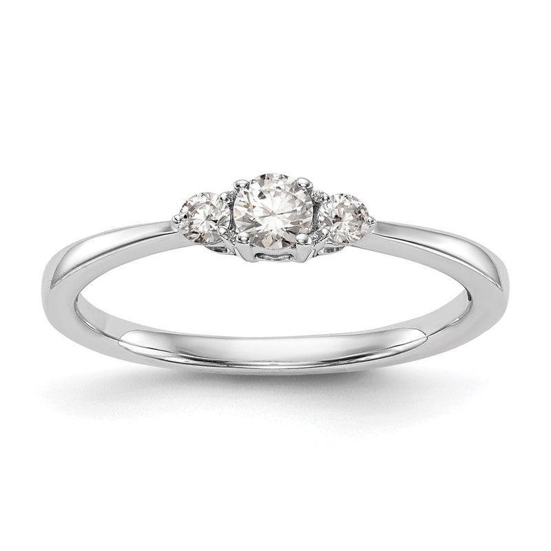 14K Weißgold First Versprechen 3 Stein 1/4 Karat Rund Diamant Komplett Versprechen/ Verlobungsring