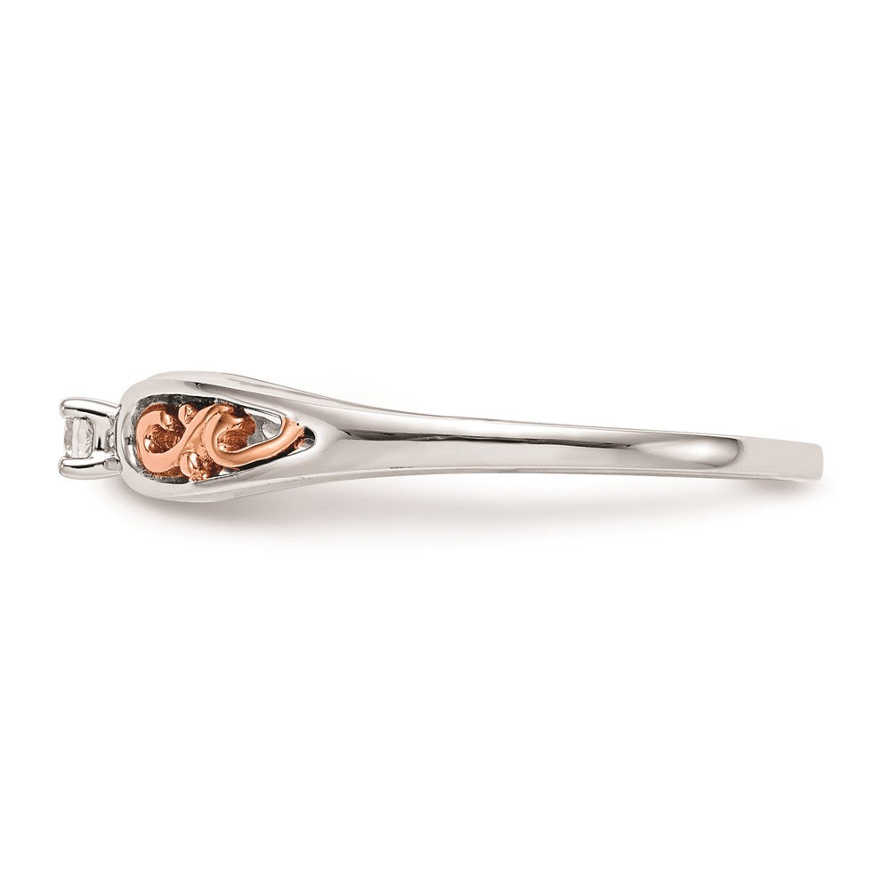 14K Weißgold & Roségold Verlobungsring mit natürlichem Diamant 0,05 ct