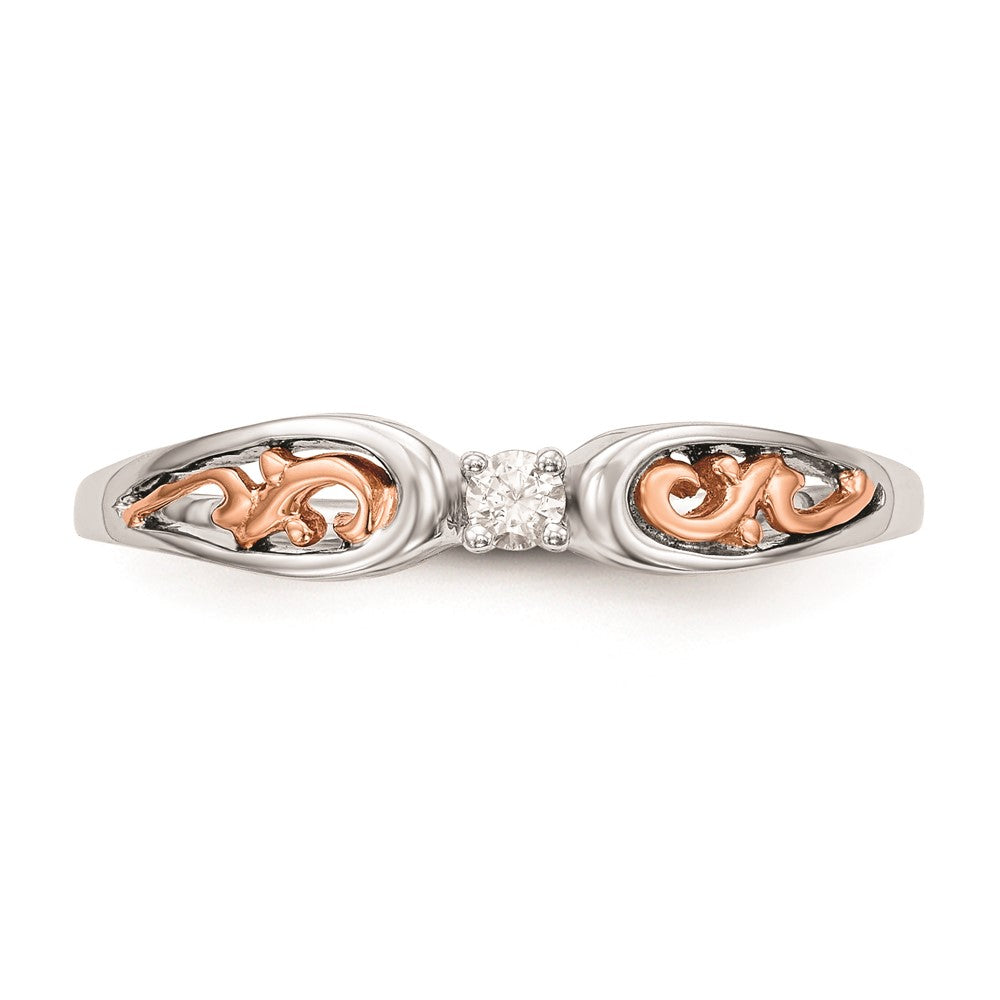 14K Weißgold & Roségold Verlobungsring mit natürlichem Diamant 0,05 ct