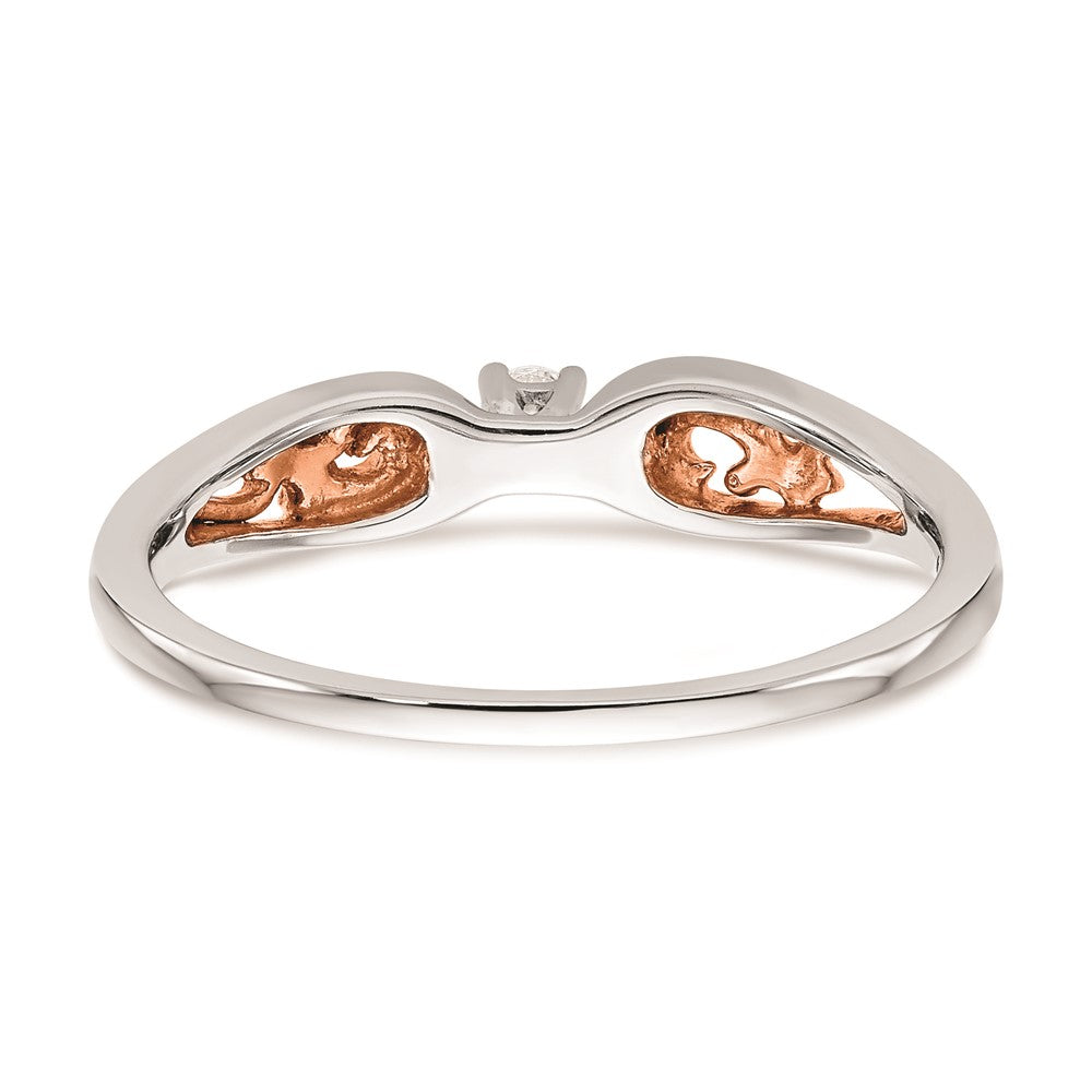 14K Weißgold & Roségold Verlobungsring mit natürlichem Diamant 0,05 ct