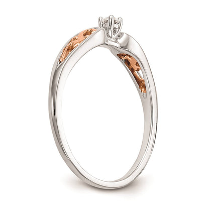 14K Weißgold & Roségold Verlobungsring mit natürlichem Diamant 0,05 ct