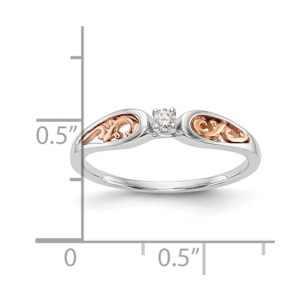 14K Weißgold & Roségold Verlobungsring mit natürlichem Diamant 0,05 ct