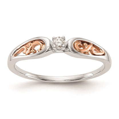 14K Weißgold & Roségold Verlobungsring mit natürlichem Diamant 0,05 ct