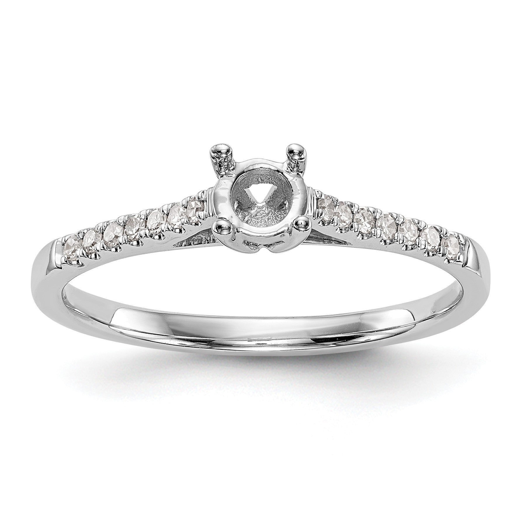 14K Weißgold First Versprechen 1/5 Karat Rund Diamant Komplett Versprechen/ Verlobungsring