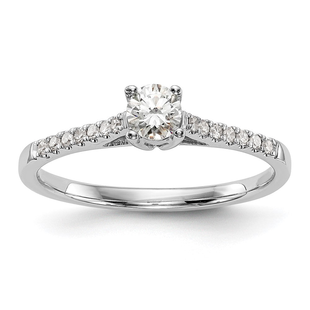 First Promise 14K Weißgold Verlobungsring mit 0,2 ct. im Labor gezüchtetem Diamant VS/SI+ G+, Petite-Fassung, komplett