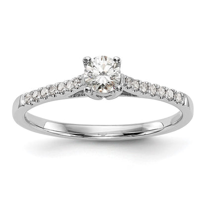 First Promise 14K Weißgold Verlobungsring mit 0,2 ct. im Labor gezüchtetem Diamant VS/SI+ G+, Petite-Fassung, komplett