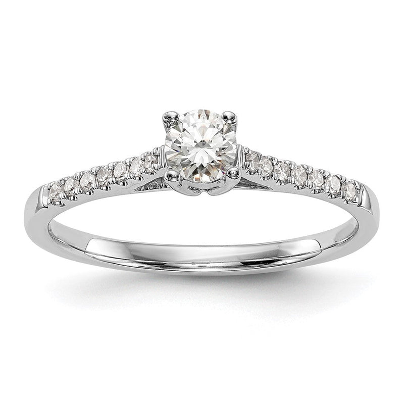 First Promise 14K Weißgold Verlobungsring mit 0,2 ct. im Labor gezüchtetem Diamant VS/SI+ G+, Petite-Fassung, komplett