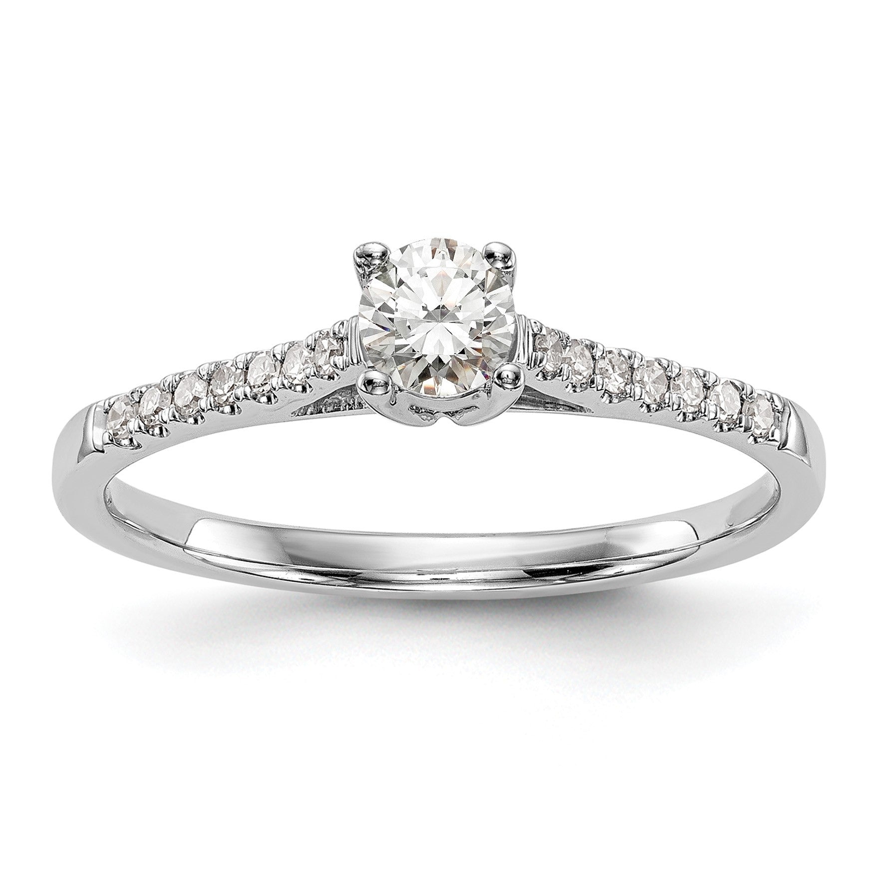 14K Weißgold First Versprechen 1/5 Karat Rund Diamant Komplett Versprechen/ Verlobungsring