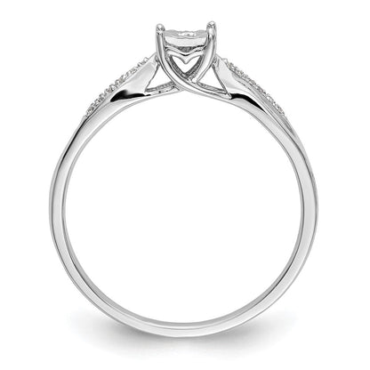 First Versprechen 14K Weißgold Quadratisch Illusion 1/20 Karat Rund Diamant Komplett Versprechen/ Verlobungsring