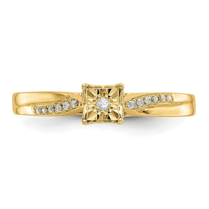 14K Gelbgold Verlobungsring mit echten Diamanten, komplett