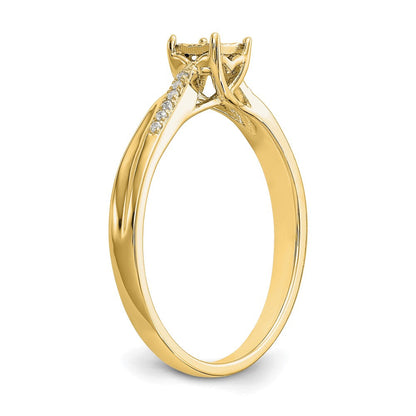 14K Gelbgold Verlobungsring mit echten Diamanten, komplett