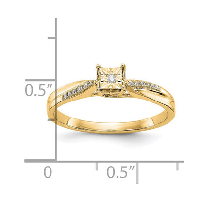 14K Gelbgold Verlobungsring mit echten Diamanten, komplett