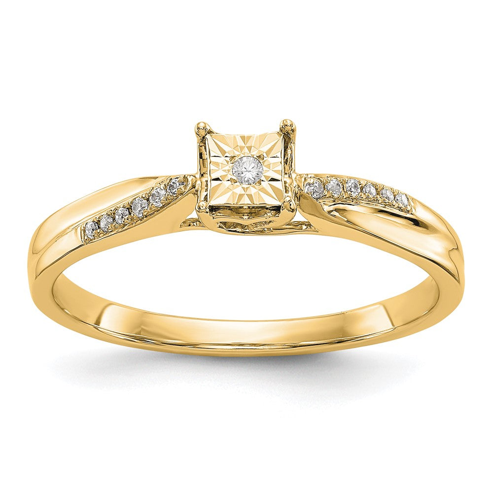 14K Gelbgold Verlobungsring mit echten Diamanten, komplett