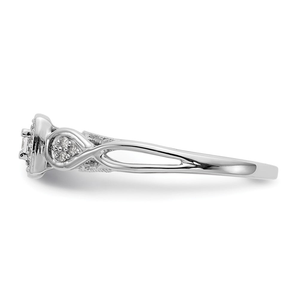 14K Weißgold First Versprechen Kreuz 1/5 Karat Rund Diamant Komplett Versprechen/ Verlobungsring