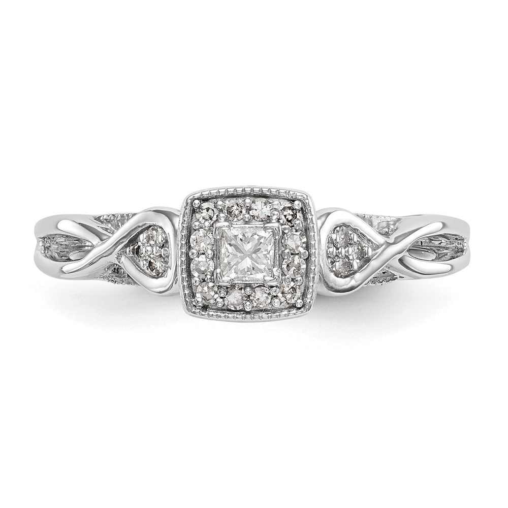 14K Weißgold First Versprechen Kreuz 1/5 Karat Rund Diamant Komplett Versprechen/ Verlobungsring