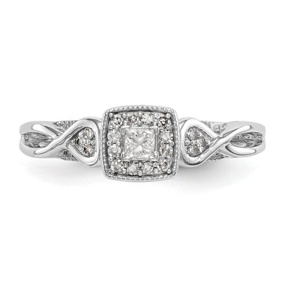 14K Weißgold First Versprechen Kreuz 1/5 Karat Rund Diamant Komplett Versprechen/ Verlobungsring