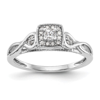 14K Weißgold First Versprechen Kreuz 1/5 Karat Rund Diamant Komplett Versprechen/ Verlobungsring